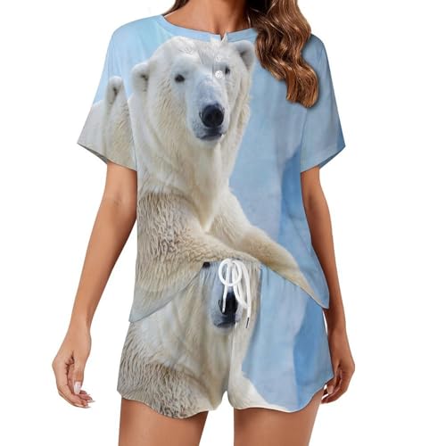 Pyjama femme ours polaire fluide et anti-transpiration pour l'été