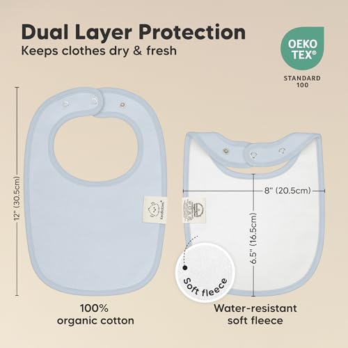 Image of 8-Pack Organic Baby Bibs for Boys, Girls - Soft Cotton Drooling and Teething Bibs for Baby Girl & Boy, Extra Absorbent, Easy to Clean & Put On for Toddler, Newborn, Infant 0-24 Months(Dew)
