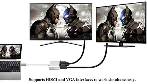 Câble USB C vers HDMI VGA 4K - Affichage Double Écran Fluide et Simultané