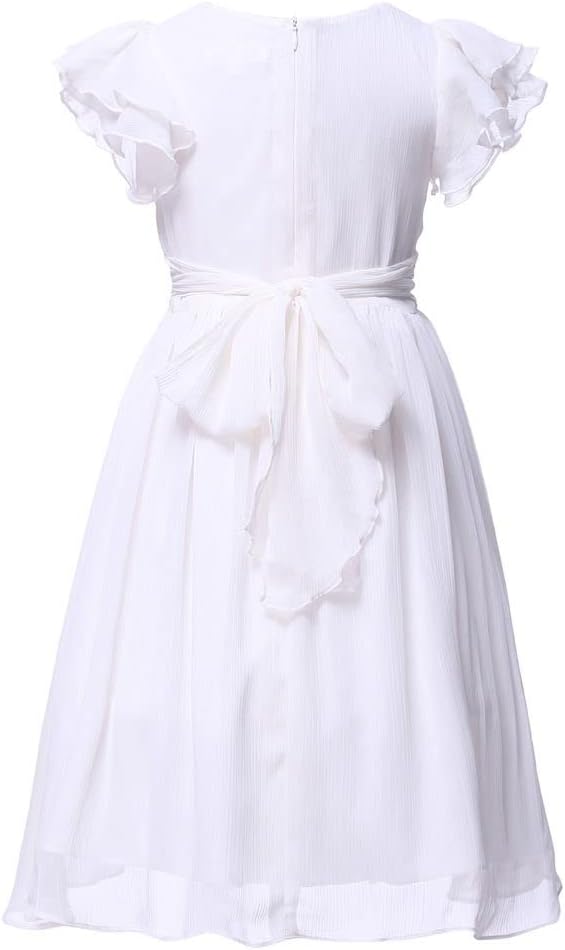 Flower Girls Dresses Junior Bridesmaids Little Girls Elegant Ruffle Chiffon Tea Length