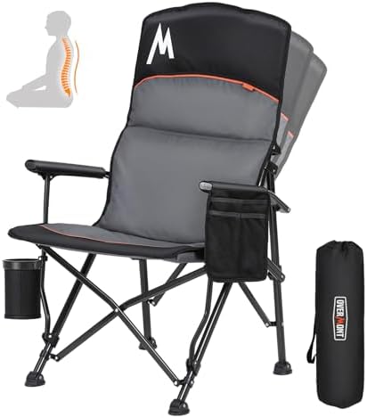 Overmont Camping Chair with Lumbar Support, 450 lb, Flexible Recline