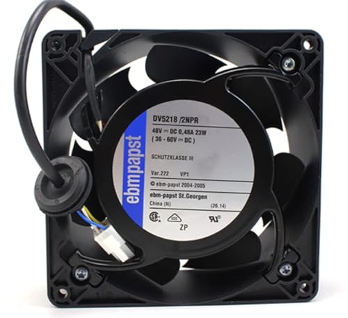 DV5218/2NPR 48V 0.48A 23W 12738 12.7cm 4-Wire Inverter Cooling Fan, Black