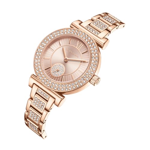 Image of Giordano Luxury Analog Watch for Women - Elegant Crystal Design with sub dial and Diamond Studed statinless Steel Strap