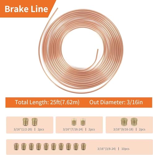 Brake Pipe Flaring Tool Set + 3 in 1 Tubing Bender + 3/16"x 25ft/7.6m Brake Line with 16 Fittings + 1 Tube Cutter, Brake Line Flaring Tool, Ideal for Vehicle Brake Systems, Air Conditioning Systems 2 Brake Pipe Flaring Tool Set + 3 in 1 Tubing Bender + 3/16"x 25ft/7.6m Brake Line with 16 Fittings + 1 Tube Cutter, Brake Line Flaring Tool, Ideal for Vehicle Brake Systems, Air Conditioning Systems - Image 2
