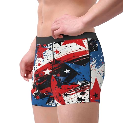 Men's Boxer Briefs Blue Red Star Usa Flag Underwear For Men Soft Elastic Boxer Shorts For Boys Adult2