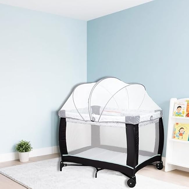 Akiky Bassinet Cover Mosquito Net with Two-Way Zippers Foldable Bassinet Bedside Sleeper Tent to Keep Cats/Bugs Out(White)