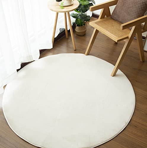 カーペット 円形 ラグマット 低反発 厚手12㎜ 洗える 直径140㎝ 微撥水 クッションラグ ホットカーペット対応 滑り止め付き こたつ敷きマット 低ホルム さらフワ 防音 アイボリー
