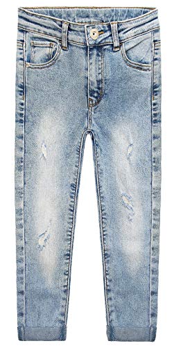 Kidscool Space Kids Rasgado Buracos Fashion Faixa elástica interna jeans slim, Azul, 10-11 anos