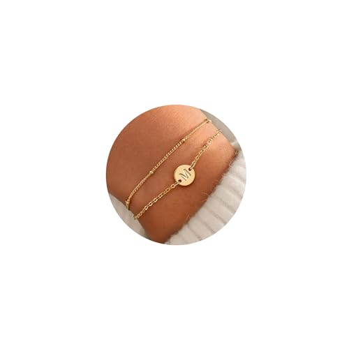 MONOZO-Gold-Initial-Bracelets-for-Women-Girls-16K-Gold-Plated-Letter-Initial-Bracelet-Personalized-Disc-Monogram-Bracelet-Gold-Bracelets-for-Women-Teen-Girl-Gifts-Trendy-Stuff - DumpADate.com
