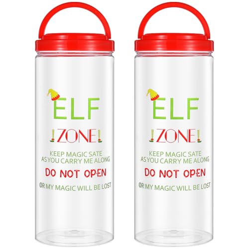 BOUTICOL 2 Pack Christmas Elf Carrier 4.7 x 4.7 x 12.2 Inch Plastic Elves Carrying Case with Lids Handle Holiday Elf Decoration Container for Xmas Holiday Family Travel Adventures Gift