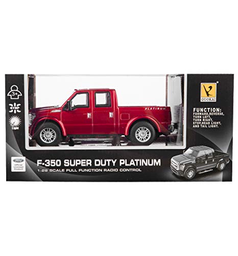 Liberty Imports RC F-350 Super Duty Toy Pickup Truck, Officially Licensed Full Function R/C Radio Remote Control Car Genuine 1:28 Scale Vehicle (Red)