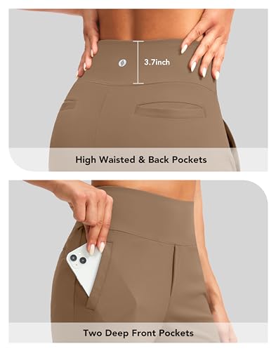Image of SANTINY Women's 9 inch High Waisted Bermuda Shorts with 4 Pockets Knee Length Long Shorts for Women Workout Athletic Casual