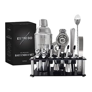 Estrebo – Cocktail Set – Cocktail Accessoires – Barkeeper Set – Shaker Set 15-delig – Bar Accessoires – Cocktail Shaker…