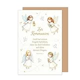 Edition Seidel Premium Glückwunschkarte zur Kommunion mit Umschlag. Kommunionskarte Karte Grußkarte Spruch Sprüche Mädchen Junge Jugendliche Engel Tauben Wünsche (KO333 SW026)