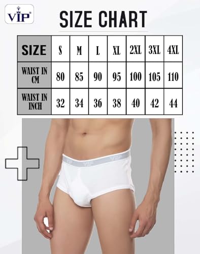 Image of VIP Men's Premium Cotton Brief | Durable Elasticized Waistband, Ultra Soft | Regular Fit | Stretchable & Breathable Underwear | Moisture Wicking Inner | All-Day Comfort Fit | Pack of 5