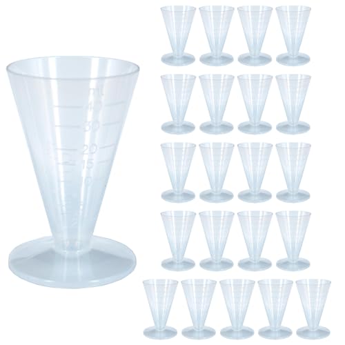 21 vasos de medición reutilizables para medicamentos, 40 ml, plástico transparente, graduado, cónico