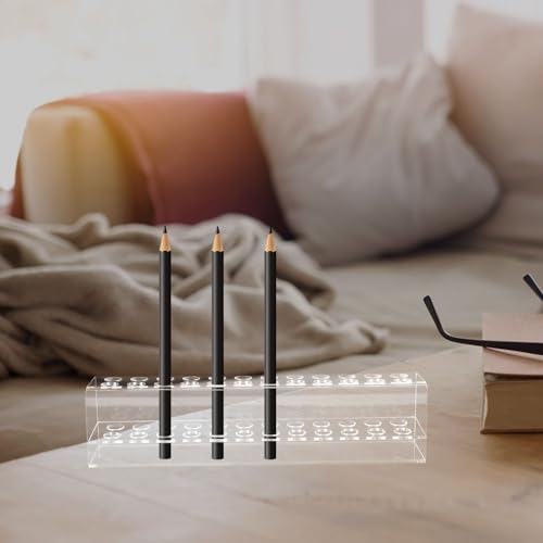 Image of DOITOOL Pen Showing Shelf Stylish Pen Display Stand Makeup Brush Organizer Slot Tabletop Storage for Cosmetics and Stationery Design for Home Office