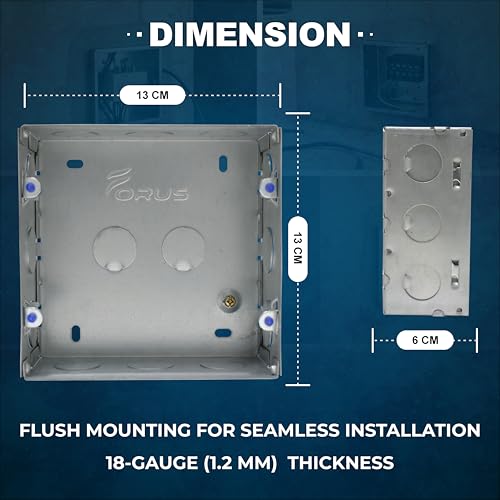 Image of Forus 8 Module GI Sheet Metal Modular Box (5x5 Inch) - 2PC | Concealed Rustproof Galvanized Iron Electrical Junction Box | 18 Gauge Heavy Duty Flush Mount Box | Modular Switches