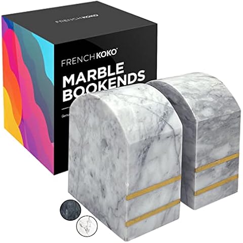 Marmor-Buchstützen - Set mit 2 schweren dekorativen Buchstoppern Cover