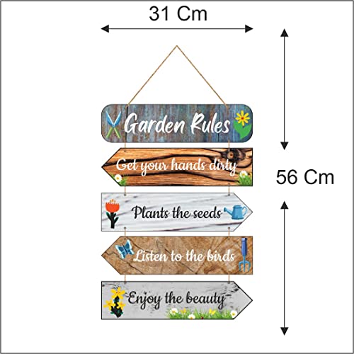Image of Zesta Garden Rules Wooden Wall Hanging Decorative Items /Hanging Home Wall Decor Items /MDF Decoration Items /Cute Wall Art For Living Room /Home Decor Items Living Room