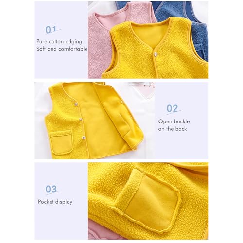 Baby Boys Girls Fleece Vest V-Neck Sleeveless Button Thicken Waistcoat Winter Warm Outwear with Pocket2