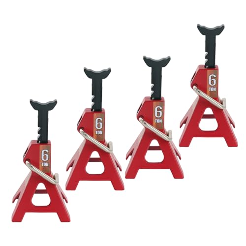 4 Pack 1/10 Remote Control Car Scale Metal Jack Stand Repair for Traxxas TRX4 Axial SCX10 1/10 RC Climbing Car,Note: for 1:10 RC Cars only, not for Real Cars(Red)