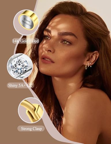 BESTEEL Small Gold Hoop Earrings for Women - Hypoallergenic Surgical Steel Flat Back Earring Sets for Multiple Piercing Cartilage Earing Stacks Silver Dangle Huggie Stud Jewelry Trendy 4 Pairs2