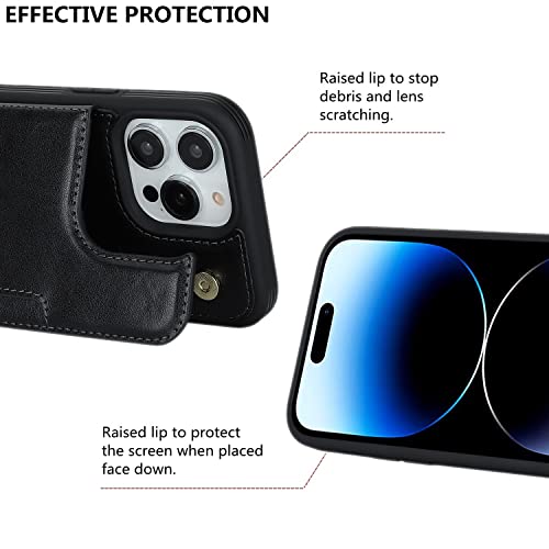 Étui portefeuille iPhone 14 Pro noir protégeant contre piratage RFID - 6