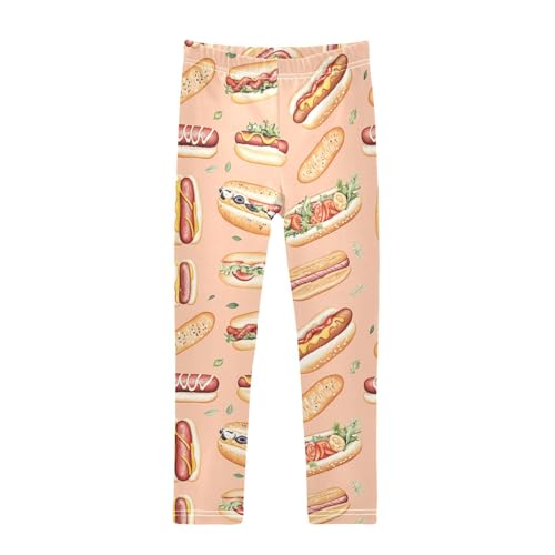 Hot Dog Food Girls Leggings Soft Stretch Workout Yoga Dance Pants for Kids Casual Tights