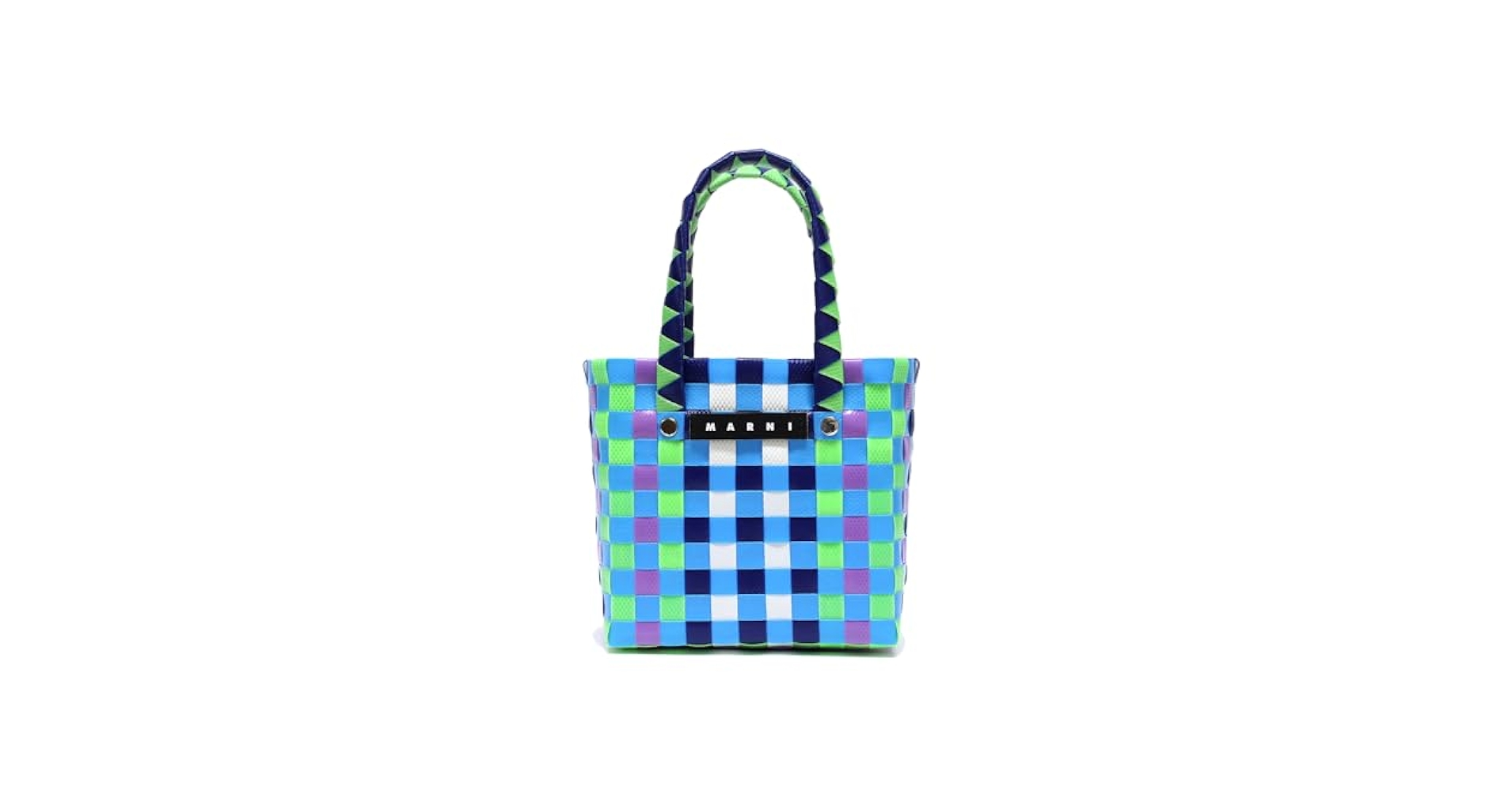 激安新品MARNI ブルー バケットバッグ ディープブルー シルバー ボブルニット MARNI MARKET バケット