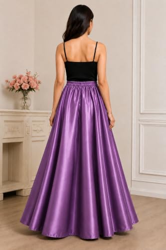 Image of Tishani Satin Full Circle Umbrella Cut Floor Length Skirt with Free Size