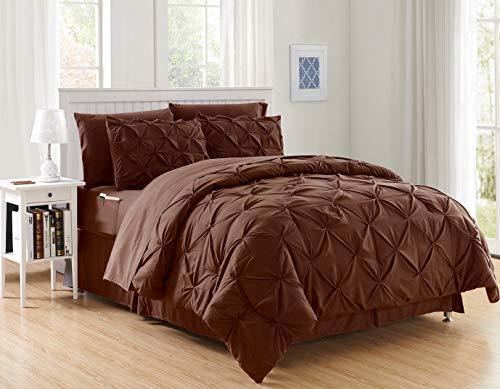 Luxury Best, Softest, Coziest 6-Piece Bed-In-A-Bag Comforter Set On Amazon! Elegant Comfort - Silky Soft Complete Set Includes Bed Sheet Set With Double Sided Storage Pockets, Twin/Twin Xl, Brown #TOP1