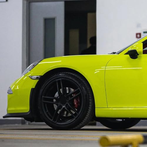 Image of LZLRUN High Gloss Vinyl Realistic Paint Wrap Roll Car Sticker Film Decal Bubble Free Come with Installation Tool Set (Lime Green, 1.65ft x 5ft)