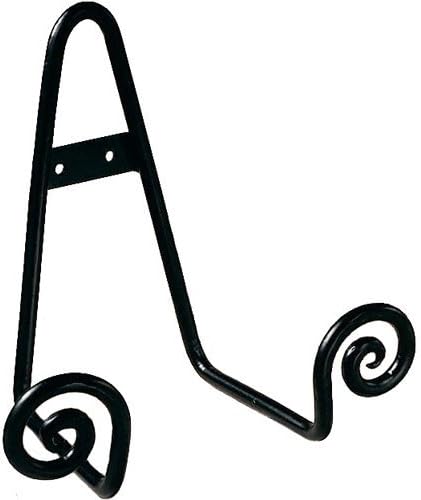 Decorative Scroll Rack, Small Black Display (3.75 Inch Depth) - Lightweight and Durable - Functions as Wall Rack or Tabletop Easel - Showcase Beautiful Plates, China, Artwork and More