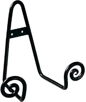 TRIPAR Decorative Scroll Rack, Small Black Display 3.75 Inch Depth - Lightweight and Durable - Functions as Wall Rack or Tabletop Easel - Showcase Beautiful Plates, China, Artwork and More