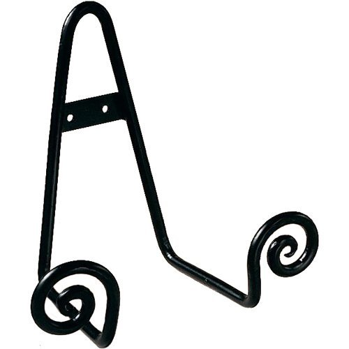 TRIPAR Decorative Scroll Rack, Small Black Display (3.75 Inch Depth) - Lightweight and Durable - Functions as Wall Rack or Tabletop Easel - Showcase Beautiful Plates, China, Artwork and More
