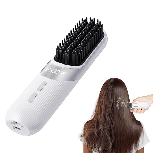 Cordless Hair Styling Brush 2-in-1 AI Smart Styler Fast Heat 30 Seconds USB Rechargeable Dual Power...