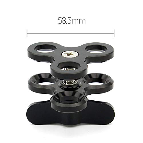 CS PRIORITY Triple Ball Clamp 3 Holes Underwater Arm Diving Bracket Butterfly Clip Clamp for Diving Underwater Photography Accessories (Black)
