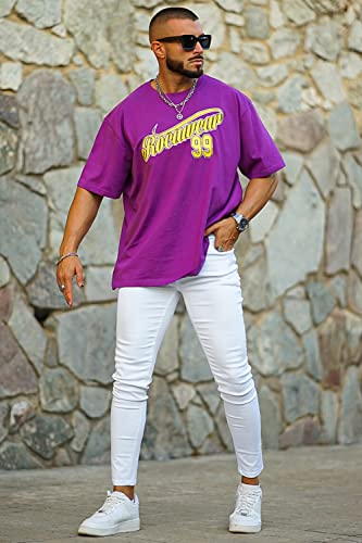 Gingtto Skinny Jeans Men Slim Fit Stretch Elastic Waist Jeans Pants (32, White) #TOP4