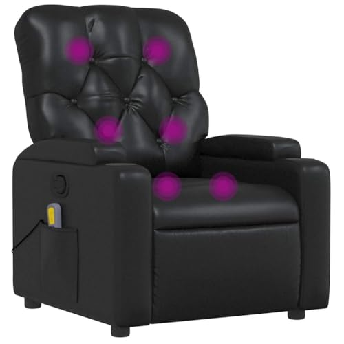 Emmtore Sillón de Masaje reclinable Cuero sintético Negro Relax sillón