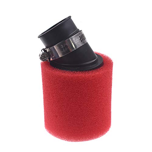 OQUGRHR Filtro de aire rojo de 32 mm limpiador de espuma curva para ATV, quad, moto de enduro de 50 cc, 110 cc, 125 cc