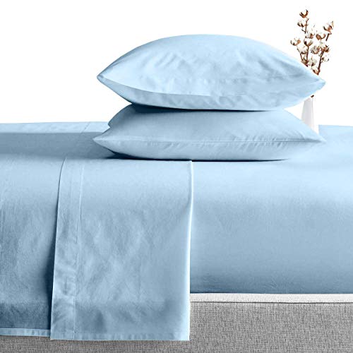 Image of Wamsuta Dream Zone King Size 4-Piece Sheet Set 1000-Thread-Count PimaCott Sheets fits up to 14-16" Deep Pocket (Solid, Light Blue)