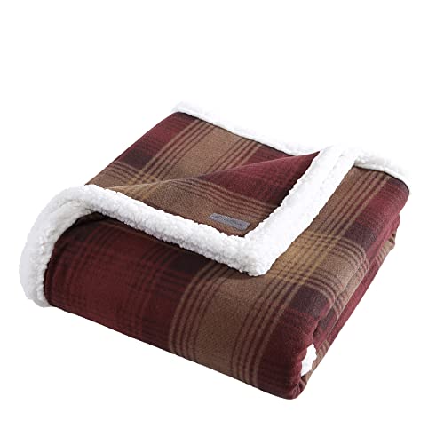 Eddie Bauer Home Brushed Throw Blanket Reversible Sherpa & Brushed Fleece, Lightweight Decor For Bed Or Couch, Nordic Raisin #TOP1