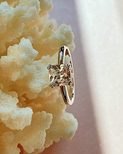 Simple Princess Cut Solitaire Engagement Ring Square 1.25 Ct Cubic Zirconia Bridal Ring 925 Sterling Silver (Silver, 6) #TOP2