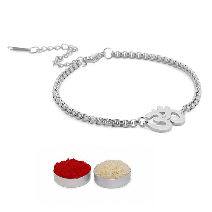 El Regalo 1 PC Stainless Steel OM/Aum Chain Bracelet Rakhi for Men- Anti Tarnish/Waterproof Adjustable Rakhi Rakhi for Bhai/Bhatija- Comes with Message Card, Roli-Chawal & Rakhi Box (B0CBQCPHFP) Amazon Price History, Amazon Price Tracker