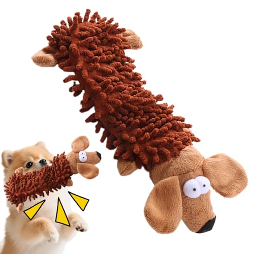Juguete interactivo para masticar Perros: juguete de peluche chirriante, accesorios de actividad dentición, bebedero de felpa duradero, concepto de diseño atractivo Lanzar y buscar | Divertido