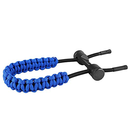 Zer one 1Pc Archery Wrist Sling,Adjustable Durable Leather Braided Cord Rope for Compound Bow (Blue)