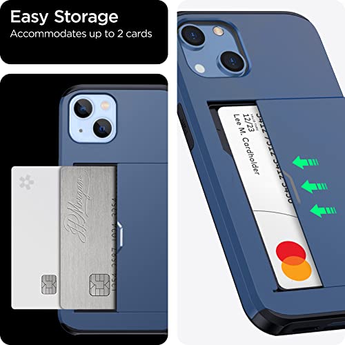 Harusaki 𝟐𝟎𝟐𝟑 𝗡𝗘𝗪 For Iphone 14 Case With Card Holder, Wireless Charging Compatible Iphone 14 Wallet Case, Slim Shockproof Iphone 14 Case Wallet (Blue) #TOP5