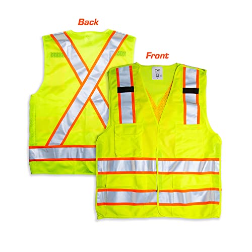 Tr Industrial 5-Point Breakaway High Visibility Safety Vest, Type R Class 2, Size Xl #TOP5