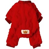 Loyanyy Plush Dog Pajamas for Cold Weather 4 Legged Clothes for Dog Cat Stretchy Puppy Kitten Onesie